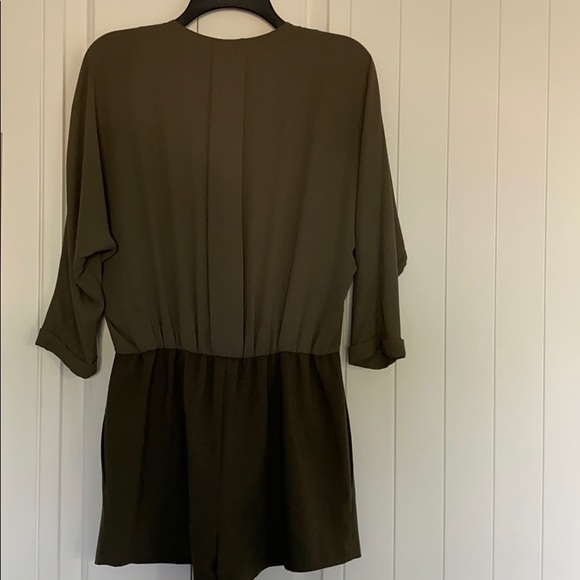 Army Green Military Inspired Mini Jumpsuit Dressy Romper - Picture 9 of 9